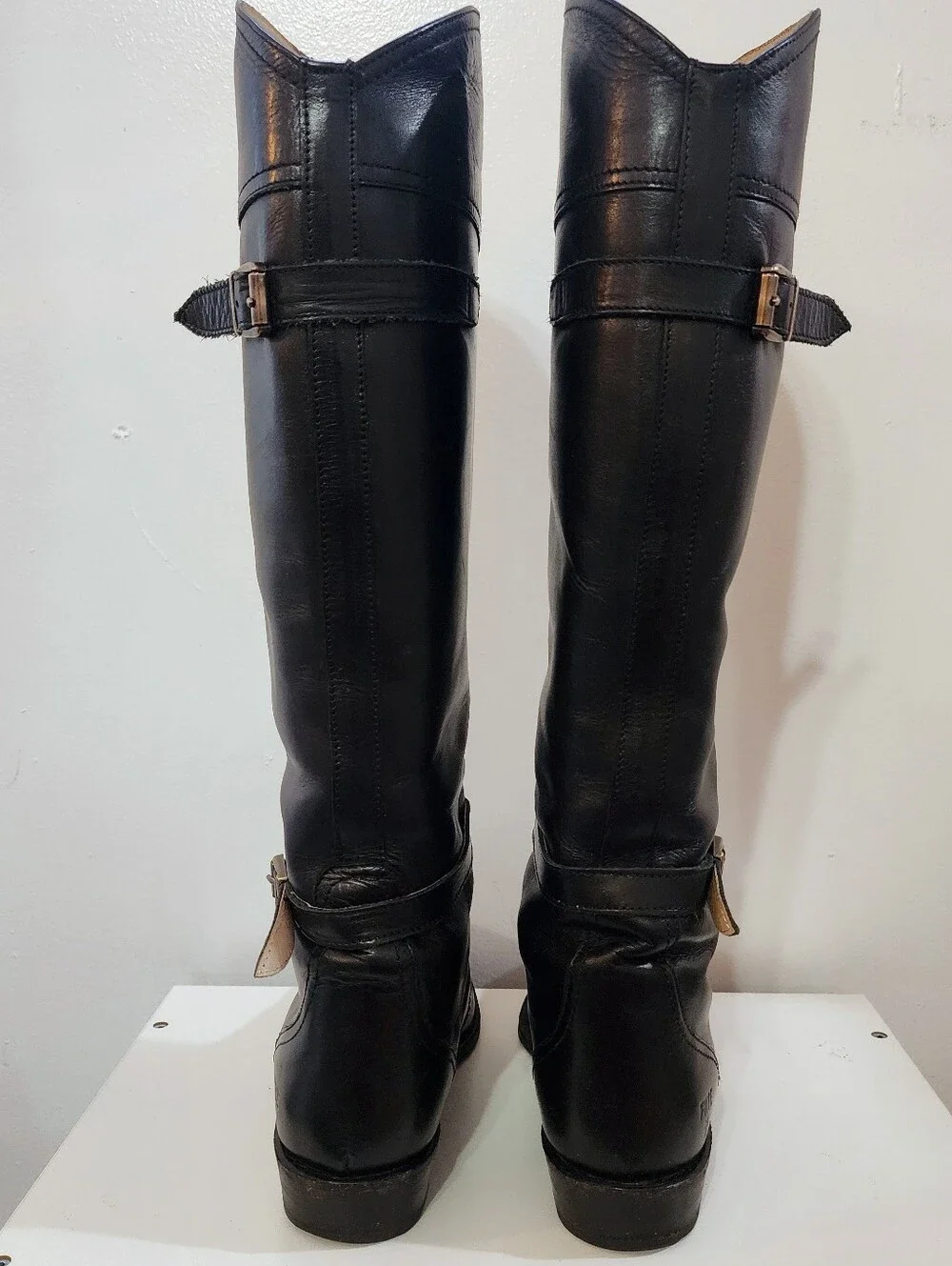 Frye Black Leather Knee High Riding Boots